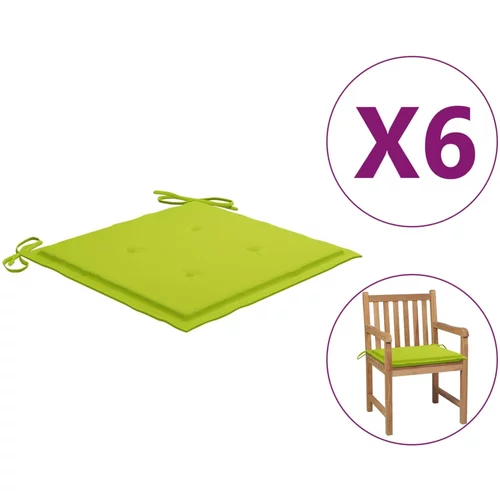  Jastuci za vrtne stolice 6 kom jarko zeleni 50x50x3 cm tkanina