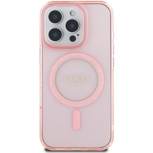 Guess Ohišje za iPhone 16 Pro MagSafe z bleš?e?im krogom, Roza, (21749459) Cene
