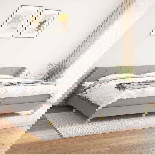  Box spring postelja z vzmetnico svetlo siva 200x200 cm blago, (20788808) Slike