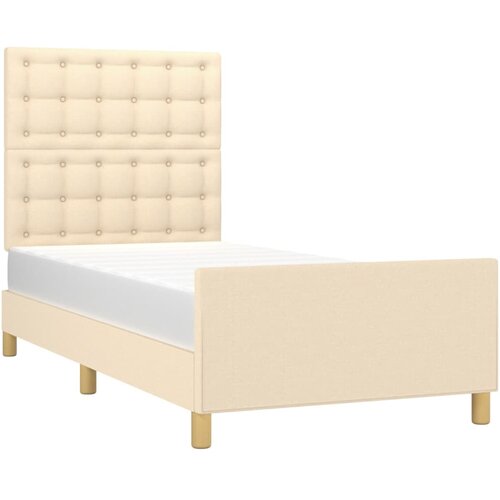  Okvir za krevet s uzglavljem krem 90x190 cm od tkanine Slike