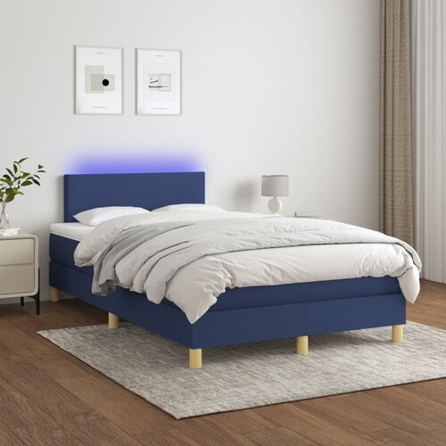  Krevet box spring s madracem LED plavi 120 x 200 cm od tkanine Cene