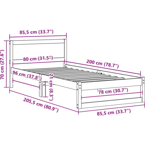  Okvir za Krevet Voskovana smeđa Čvrsto drvo 80 x 200 cm Izdržljiv Slike