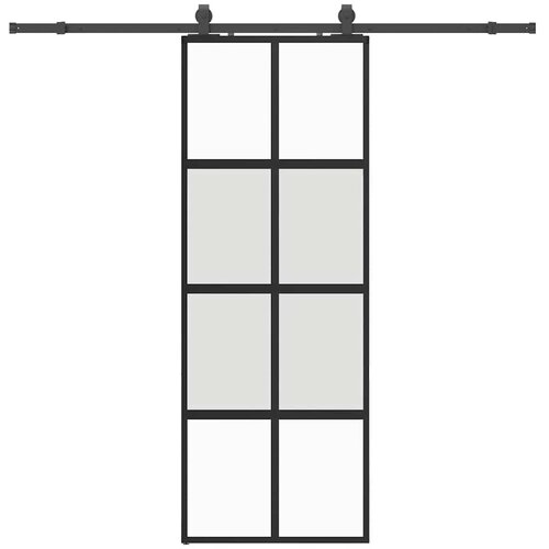  Klizna vrata s priborom crna 76 x 205 cm kaljeno staklo Slike