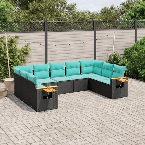 vidaXL 9-dijelni set vrtnih sofa od poliratana s jastucima crni Cijene