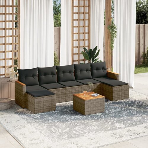 vidaXL 8-dijelni set vrtnih sofa od poliratana s jastucima sivi Cijene