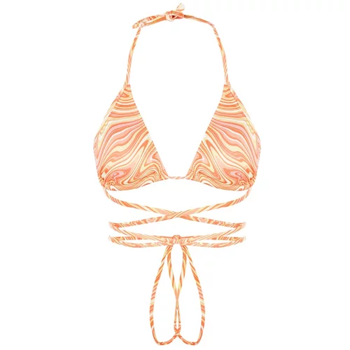Trendyol Orange Abstract Pattern Bikini Top