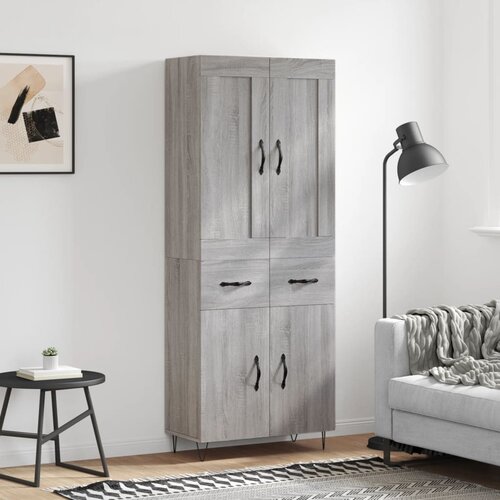vidaXL Visoka komoda siva sonome 69,5x34x180 cm od konstruiranog drva Cijene