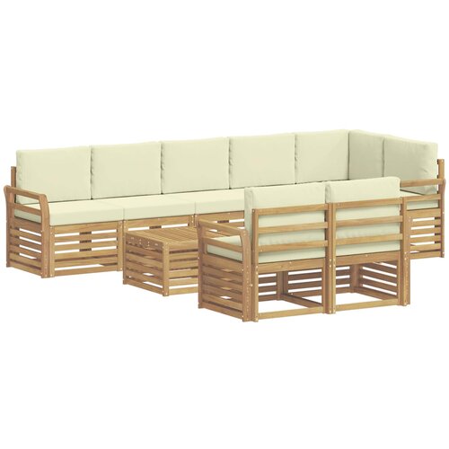  Set vanjskih sofa 9 kom. Bijela i krem Poliester 59 x 59 x 37 cm Slike