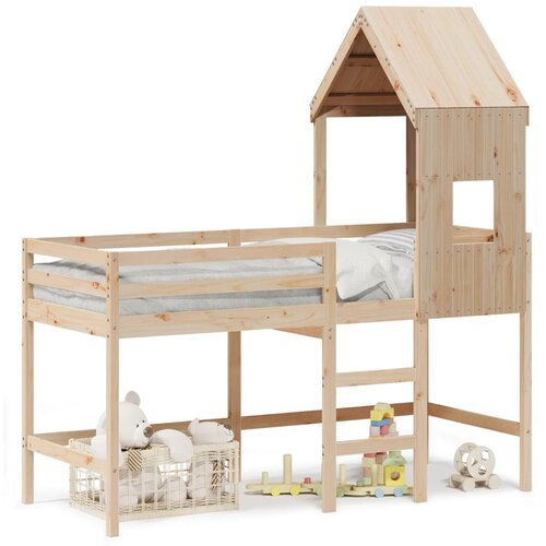 Maison Chic Postelja za odrasle - Posteljni Okvir z lestvijo in streho 90x200 cm borovina, (22082376) Cene