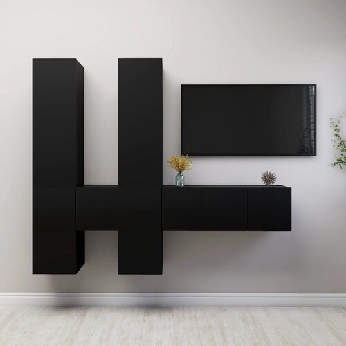 The Living Store Komplet TV omaric 7-delni črna iverna plošča - Komplet TV Omaric, (21429812) Cene