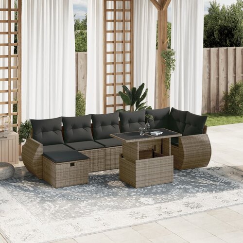 vidaXL 8-dijelni set vrtnih sofa od poliratana s jastucima sivi Cijene