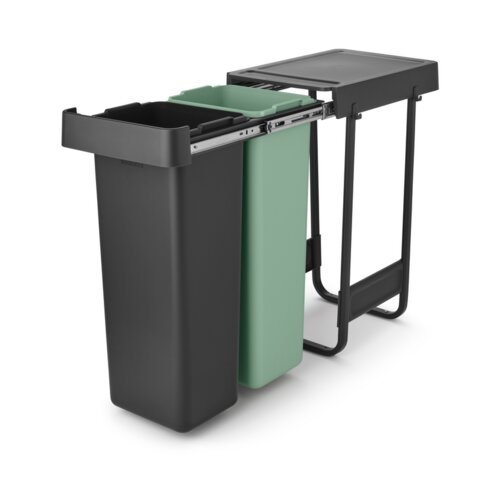 Brabantia Mentol zelena/tamno siva plastična kanta za smeće za odvojeni otpad/ugradbena 60 l Sort&amp;amp;Go &amp;ndash; Slike