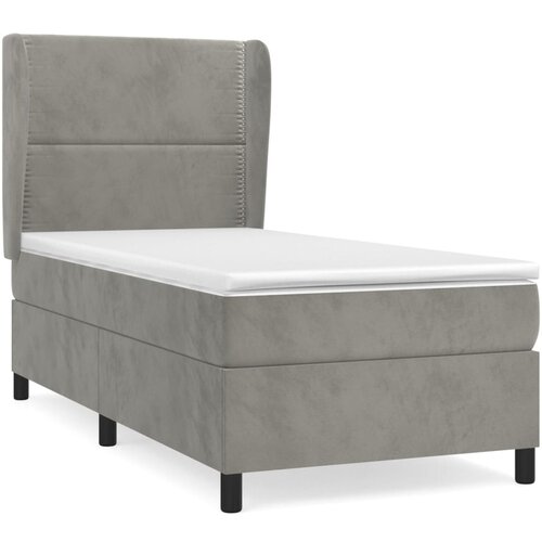 Maison Chic Box spring postelja - Vzmetna postelja z vzmetnico svetlo siv 90x190 cm žamet SL14115, (21906468) Slike