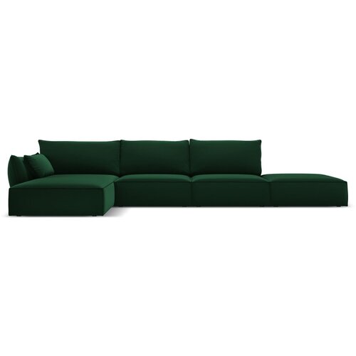 Mazzini Sofas Temno zelena žametna kotna sedežna garnitura (levi kot/z ležalnikom) Vanda – Cene