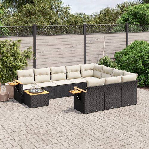  11-dijelni set vrtnih sofa od poliratana s jastucima crni Crna 85 x 62 x 69 cm Slike