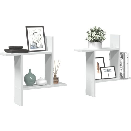 vidaXL Stenska polica 2 kosa bela 50x12x50 cm inženirski les Cene