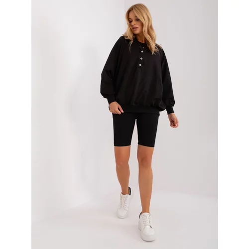 Fashion Hunters Black three-piece casual set with a wide sweatshirt