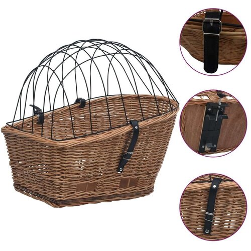VidaXL Stražnja ko&amp;scaron;ara za bicikl s pokrovom 55x31x36 cm prirodna vrba Slike