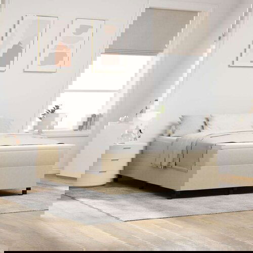 Box Spring Krevet Svijetlo Zelena Siva 140x200 cm Korduroj Tkanina Slike