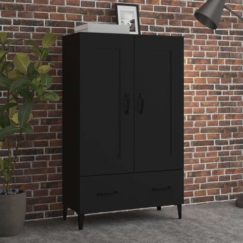  Visoka komoda crna 70 x 31 x 115 cm od konstruiranog drva Slike