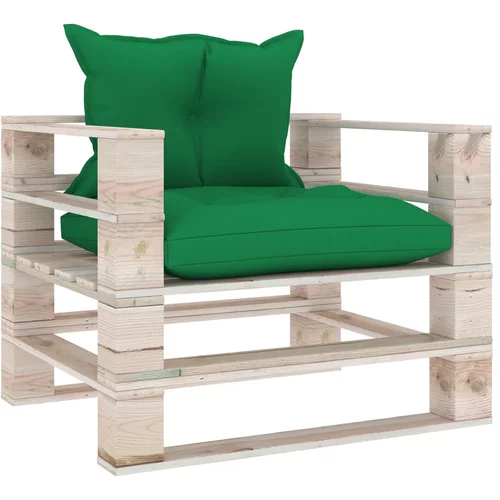  sofa od paleta od borovine sa zelenim jastucima