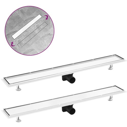 VidaXL Kanaleta za tu&amp;scaron; z 2 v 1 pokrovom 93x14 cm nerjaveče jeklo Slike