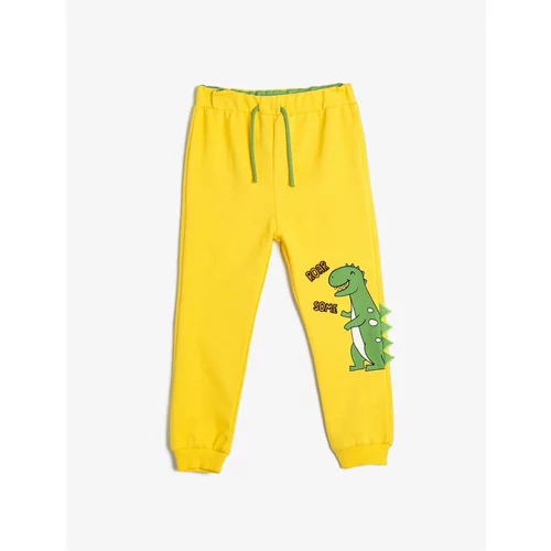 Koton Dinosaur Jogger Sweatpants Tie Waist Pocket Applique Detailed Cotton