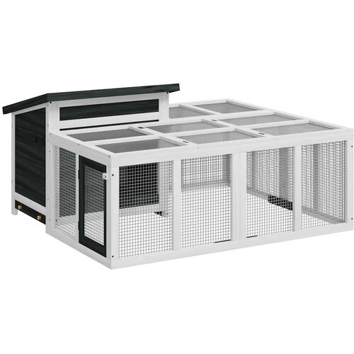  Kavez za zečeve sivi 144 x 123 x 67,5 cm od masivne borovine Slike