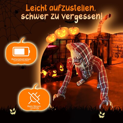 SHX Figura živali Volk sedeci volcji in glava roke animiran Halloween dekoracija Slike