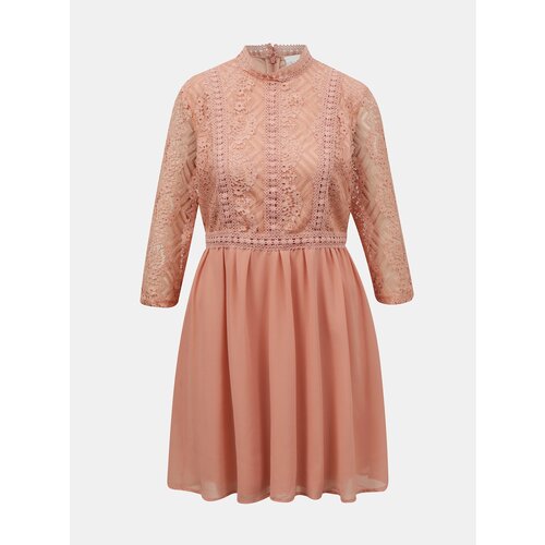 Vila Pink dress with lace top Mikada - Women Slike