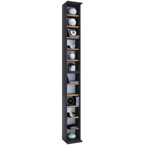 MID.YOU REGAL ZA CD-JE 21/180/20 cm antracit, medeni hrast Slike