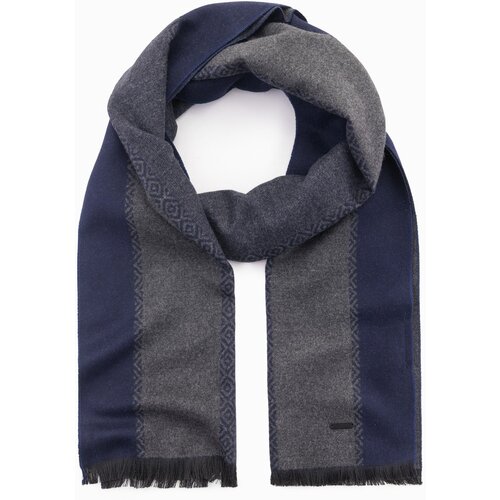 Ombre Elegant men&amp;#039;s scarf with geometric patterns - navy blue-gray Slike