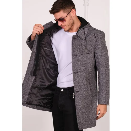 Dewberry PLT8335 MEN'S COAT-DIAGONAL GREY