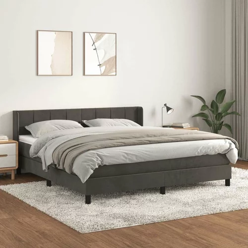  Box spring postelja z vzmetnico temno siva 160x200 cm žamet, (20899469)