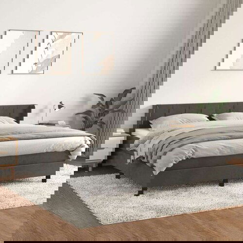  Krevet s oprugama i madracem tamnosivi 160x200 cm baršunasti Cijene