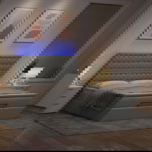 VidaXL Otomanski krevet s madracem&amp;amp;LED svijetlosivi 140x190 cm tkanine Slike