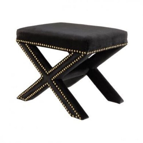 Woody Fashion pelona capraz pouffe 60 - gold blackgold pouffe Slike