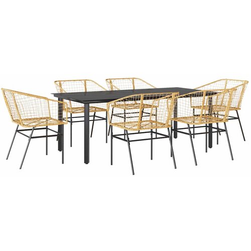 vidaXL Vrtni blagovaonski set od 7 dijelova smeđi poliratan staklo - Smeđa 200 x 100 x 74 cm 6 Cene