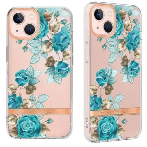 Chameleon Gumiran ovitek (TPUP) za Apple iPhone 14 Plus, flowers, modra Cene