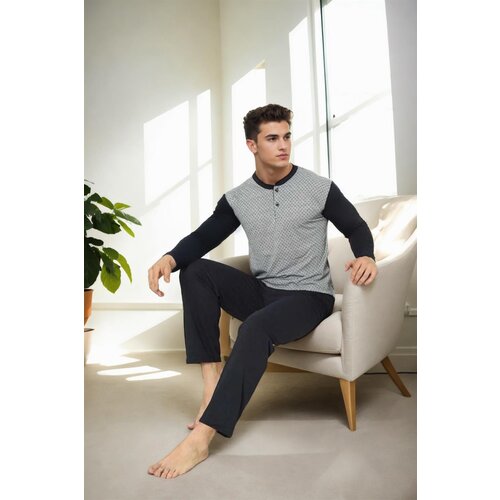 Dewberry J2580 Mens Jacquard Pyjama Set-GREY Slike