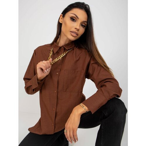 Fashion Hunters Brown women's oversize shirt with chain Slike