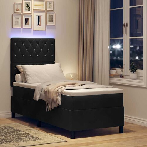  LED Box Spring Krevet s madracem Crna 80 x 200 cm Bar&amp;scaron;un Slike