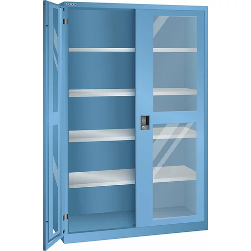 LISTA Omara s krilnimi vrati, vrata s šipo, VxŠ 1950 x 1250 mm, globina 400 mm, svetlo modre barve RAL 5012