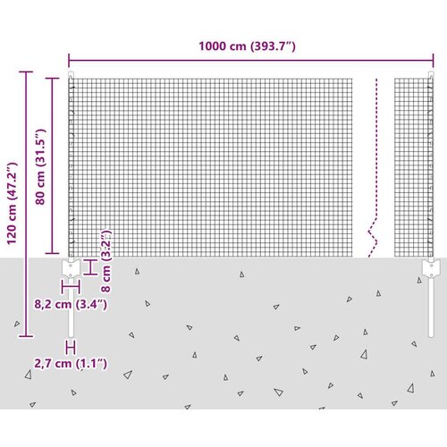  Zavarena žičana ograda s 5 U stupova Zelena 0.8x10 m Čelik Slike