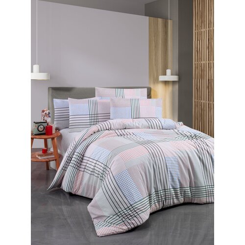  Lida whiteredbluegreenblack single quilt cover set Cene