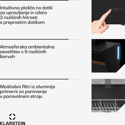 Klarstein Alina napa za odsesavanje | 60 cm | 680 m&amp;sup3;/h | Tiha | EEK A++ Slike