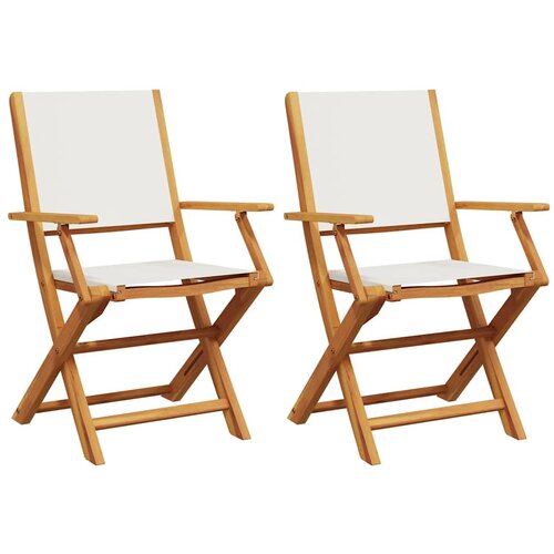 Maison Chic Vrtni Stoli - Stol za vrt 2 kosa kremno bel trden akacijev les in blago JS507, (21877592) Cene
