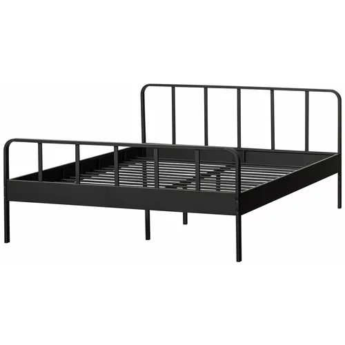 WOOOD Crni metalni bračni krevet s podnicom 160x200 cm Mees –