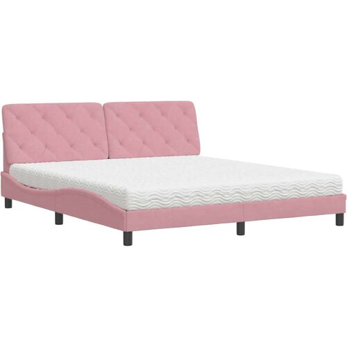 VidaXL Krevet s madracem ružičasti 180x200 cm bar&amp;scaron;unasti Slike