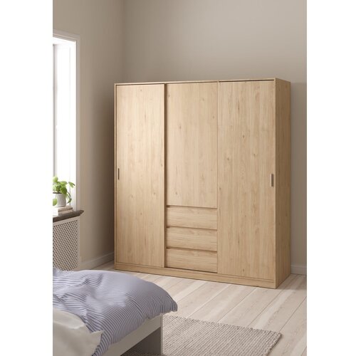 Tvilum Garderobna omara v hrastovem dekorju z drsnimi vrati v naravni barvi 177x200x60 cm Naia &amp;ndash; Slike